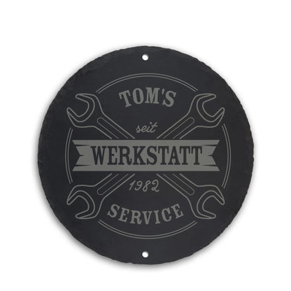 WERKSTATT - Personalisiertes Schieferschild für KFZ Bastler - Jeske Design