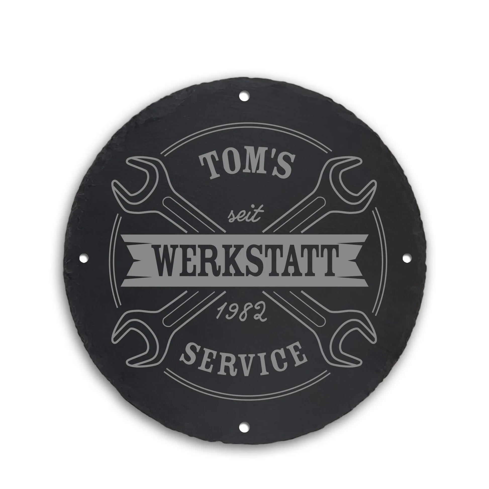 WERKSTATT - Personalisiertes Schieferschild für KFZ Bastler - Jeske Design