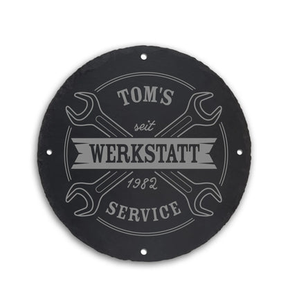 WERKSTATT - Personalisiertes Schieferschild für KFZ Bastler - Jeske Design