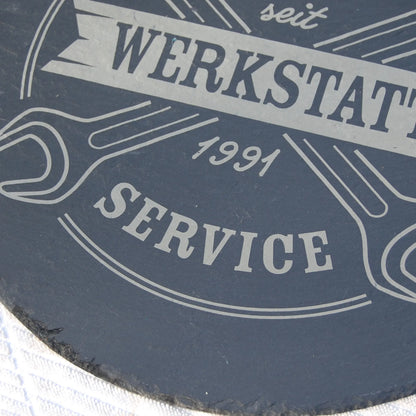 WERKSTATT - Personalisiertes Schieferschild für KFZ Bastler - Jeske Design