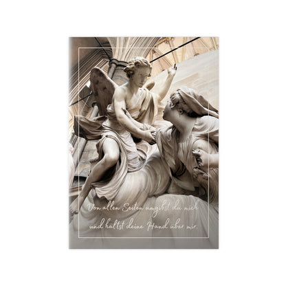Fotopapier-Poster – „Schutzengel“ Sakrale Skulptur mit philosophischem Text