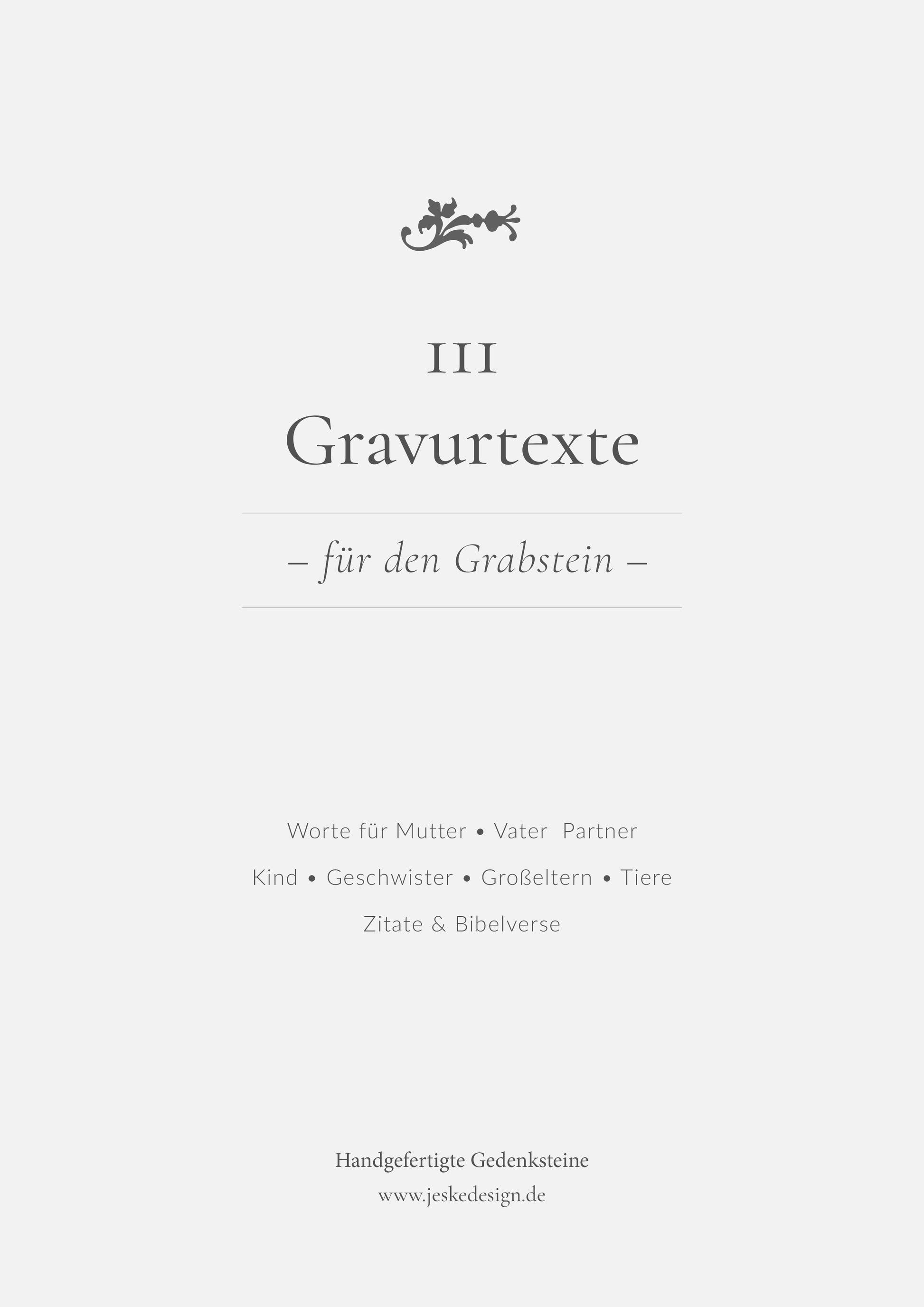Cover vom PDF "111 Gravurtexte  für den Grabstein" von Jeske Design