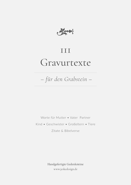 Cover vom PDF "111 Gravurtexte  für den Grabstein" von Jeske Design