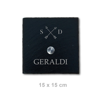 Klingelschild aus Schiefer - Motiv PFEILKREUZ - Jeske Design