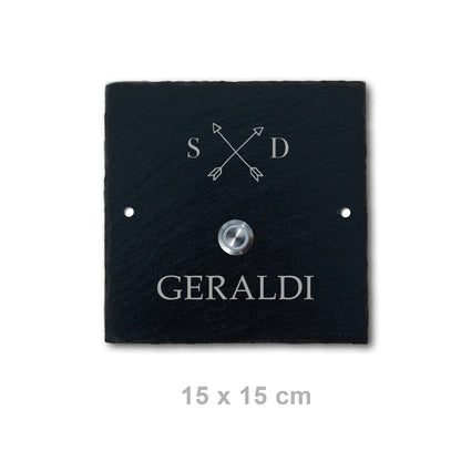 Klingelschild aus Schiefer - Motiv PFEILKREUZ - Jeske Design