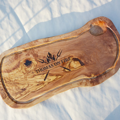 ON FIRE - Personalisiertes Olivenholzbrett mit Gravur - Jeske Design