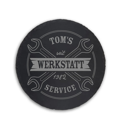 WERKSTATT - Personalisiertes Schieferschild für KFZ Bastler - Jeske Design