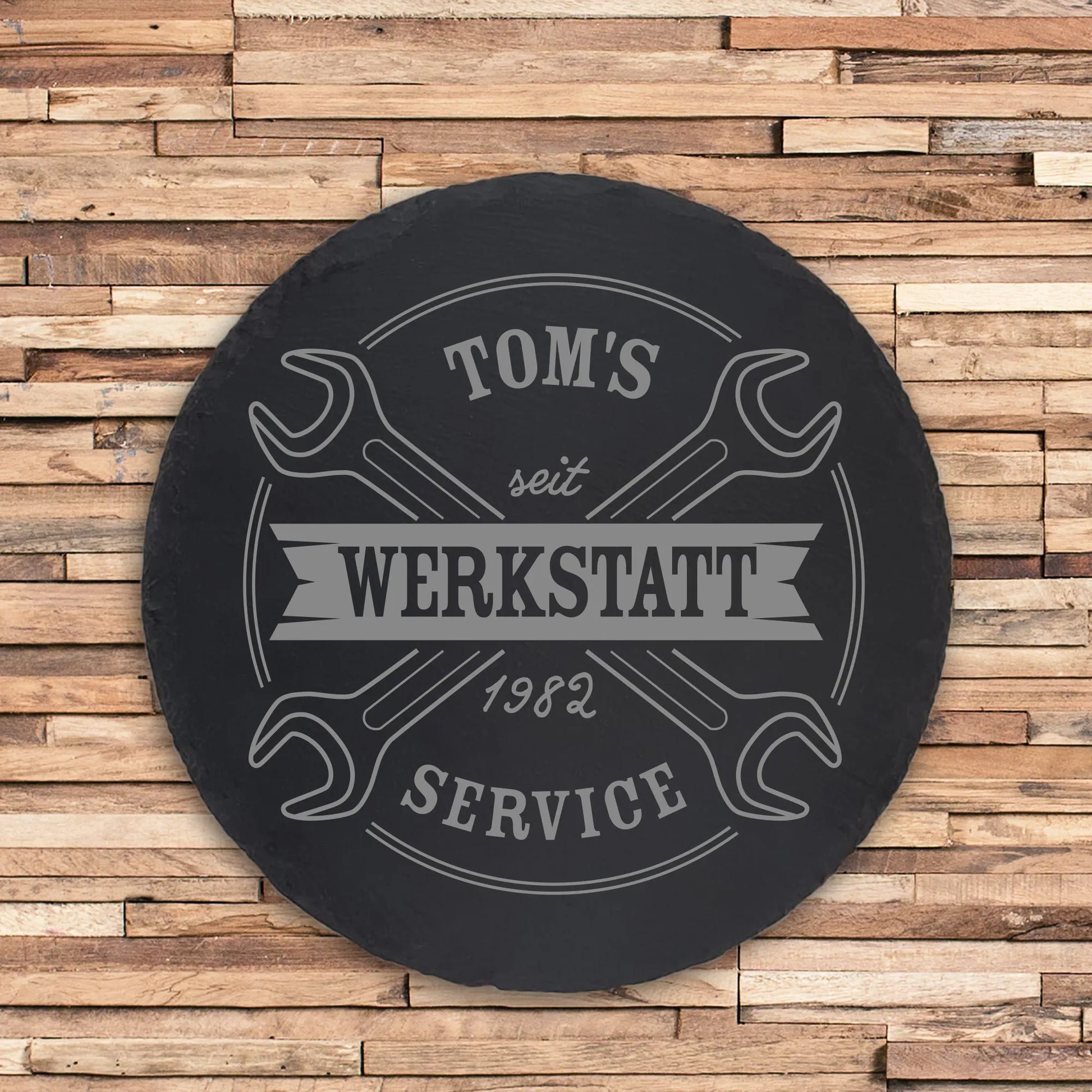 WERKSTATT - Personalisiertes Schieferschild für KFZ Bastler - Jeske Design