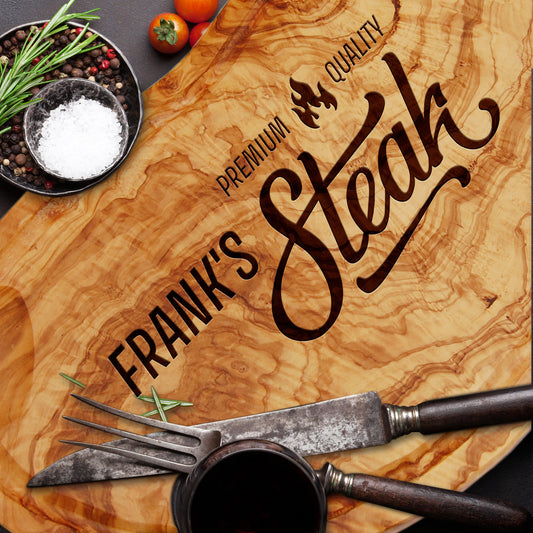 STEAK - Personalisiertes Olivenholzbrett mit Gravur - Jeske Design