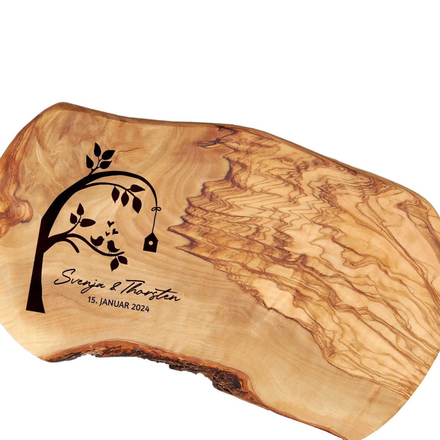 VOGELBAUM - Personalisiertes Olivenholzbrett mit Gravur - Jeske Design