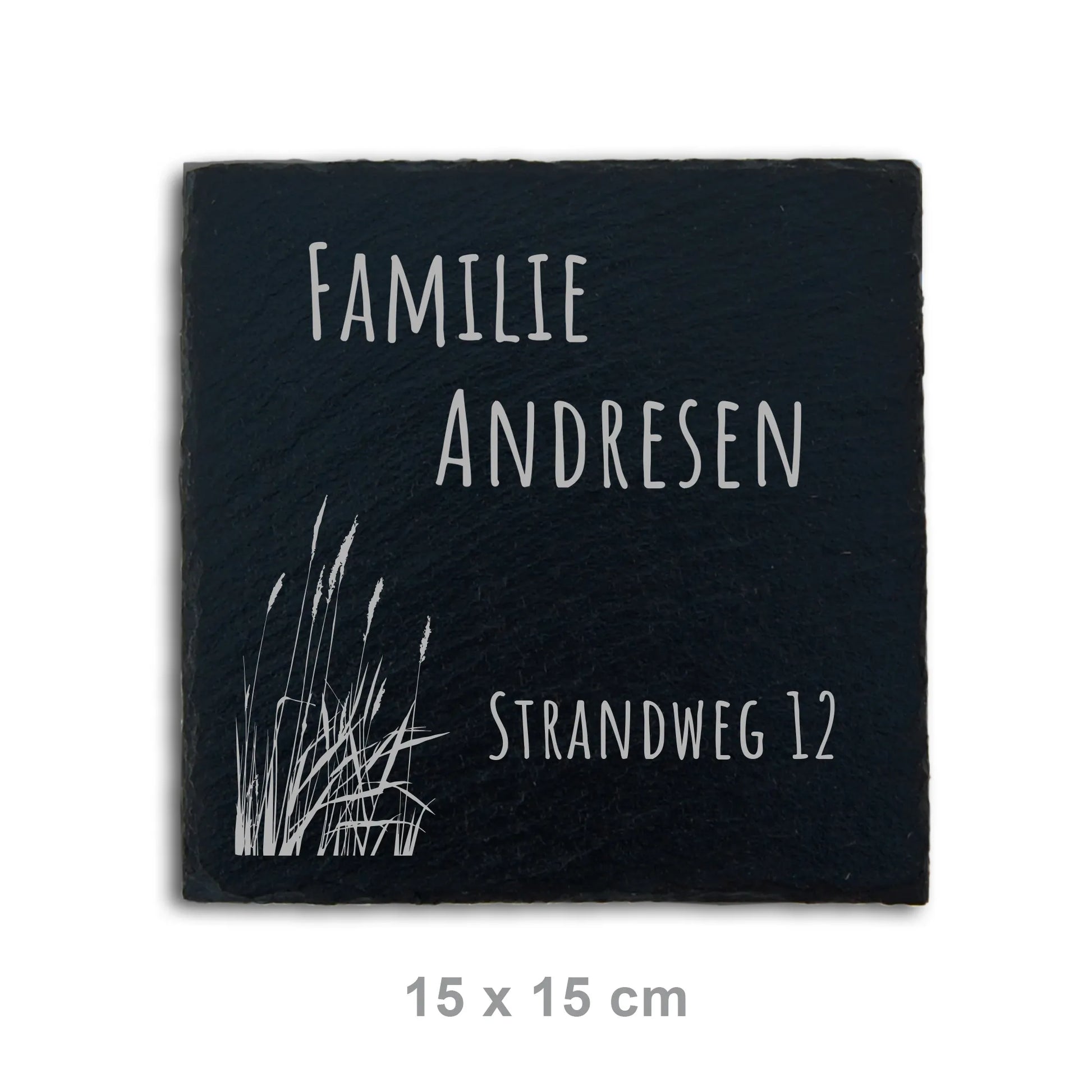 Türschild aus Schiefer - Gravur Motiv STRANDGRAS - Jeske Design