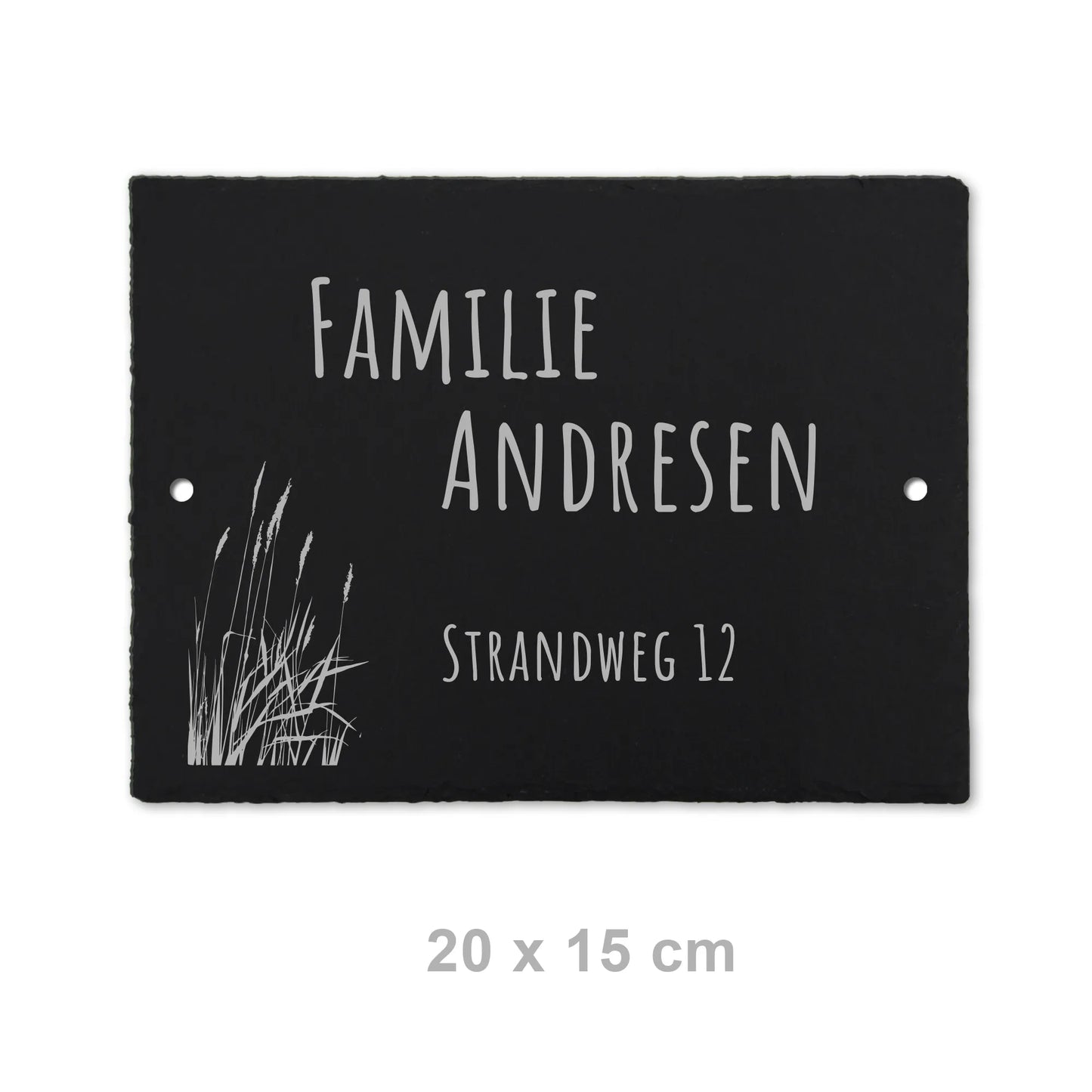 Türschild aus Schiefer - Gravur Motiv STRANDGRAS - Jeske Design