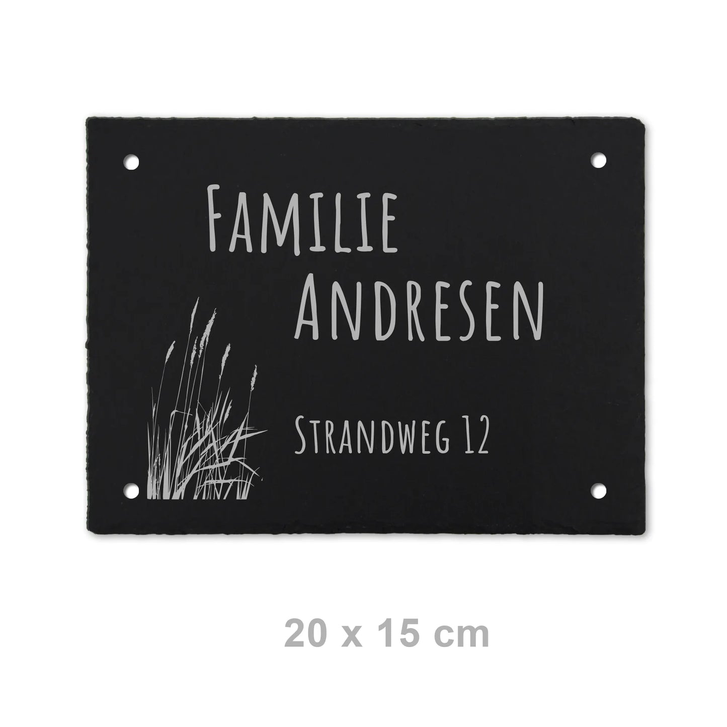 Türschild aus Schiefer - Gravur Motiv STRANDGRAS - Jeske Design
