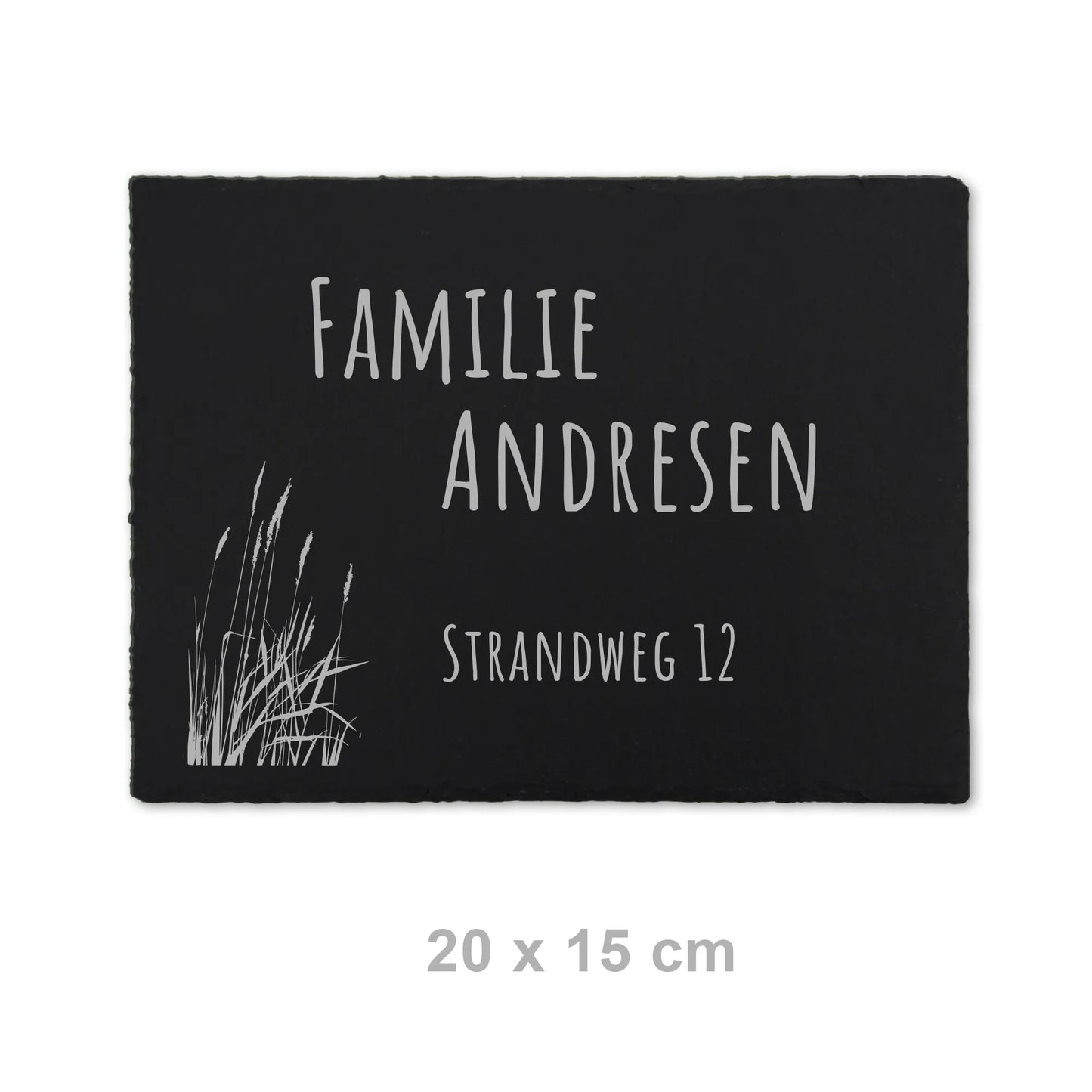 Türschild aus Schiefer - Gravur Motiv STRANDGRAS - Jeske Design