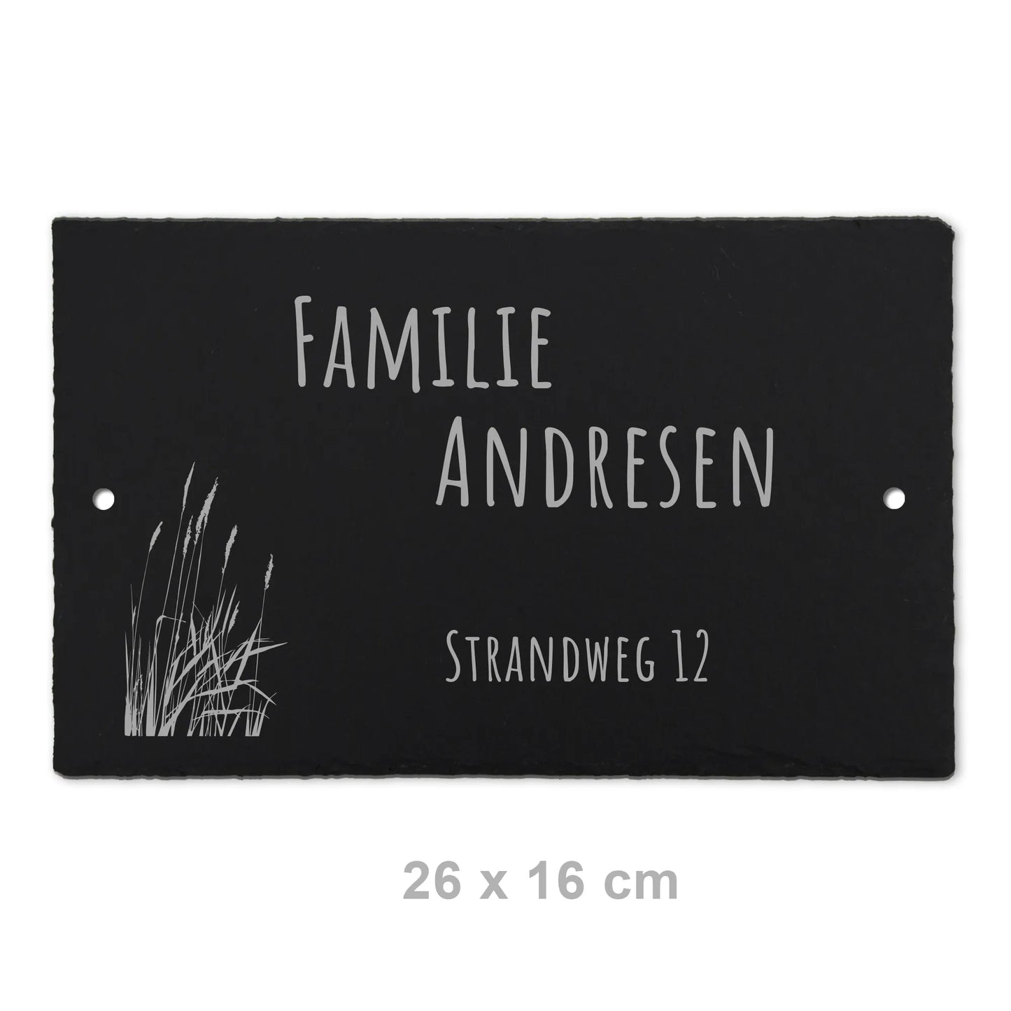 Türschild aus Schiefer - Gravur Motiv STRANDGRAS - Jeske Design