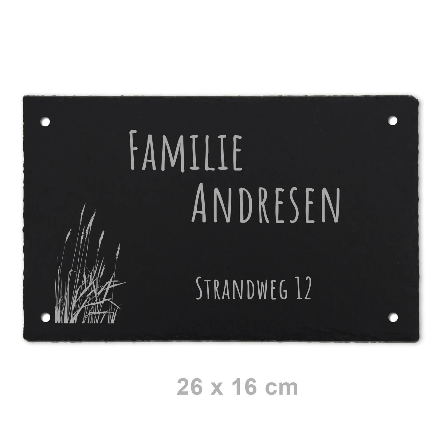 Türschild aus Schiefer - Gravur Motiv STRANDGRAS - Jeske Design