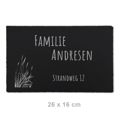 Türschild aus Schiefer - Gravur Motiv STRANDGRAS - Jeske Design