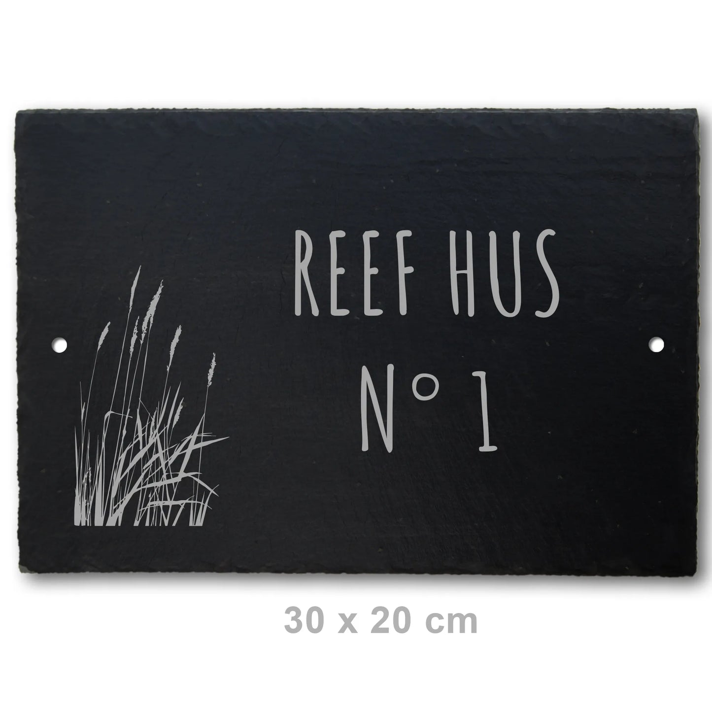 Türschild aus Schiefer - Gravur Motiv STRANDGRAS - Jeske Design