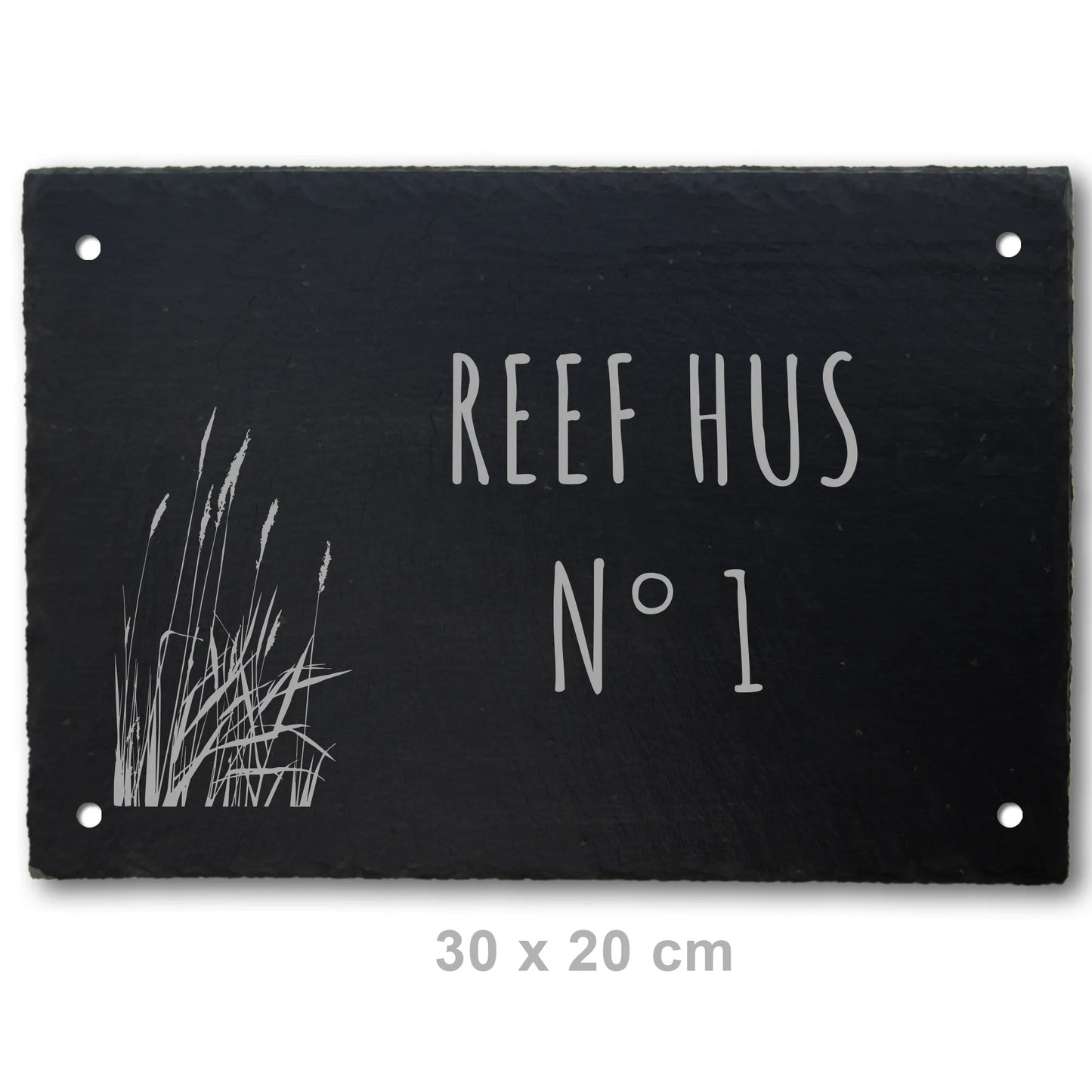 Türschild aus Schiefer - Gravur Motiv STRANDGRAS - Jeske Design