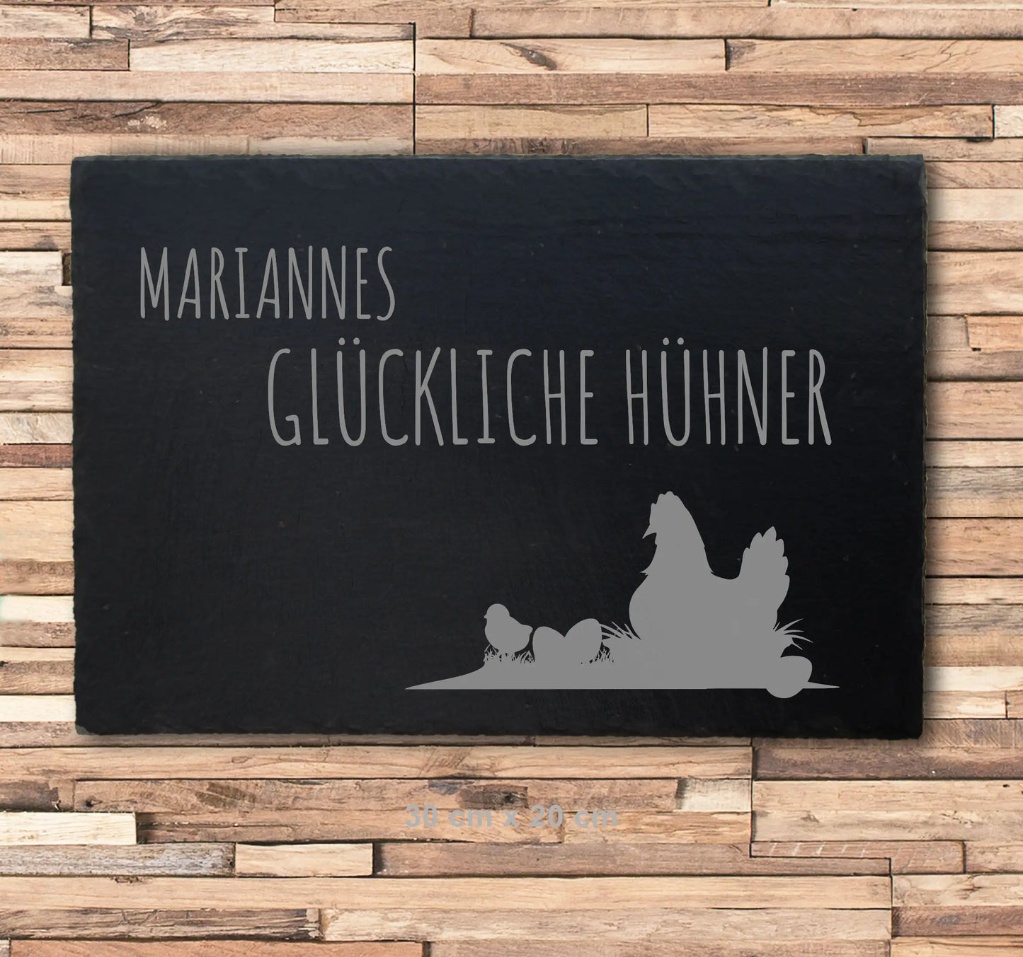 GLÜCKLICHE HÜHNER - Personalisiertes Stallschild aus Schiefer - Jeske Design