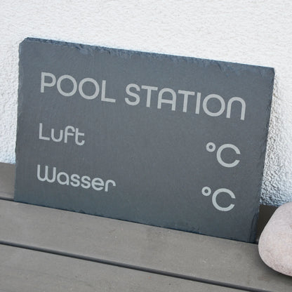 POOL STATION - personalisiertes Schieferschild für den eigenen Spa-Bereich - Jeske Design