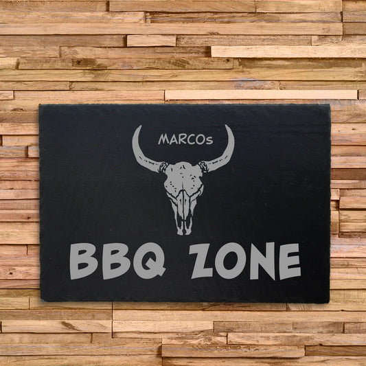 BBQ-ZONE - Personalisiertes Schieferschild für die BBQ-Lounge - Jeske Design