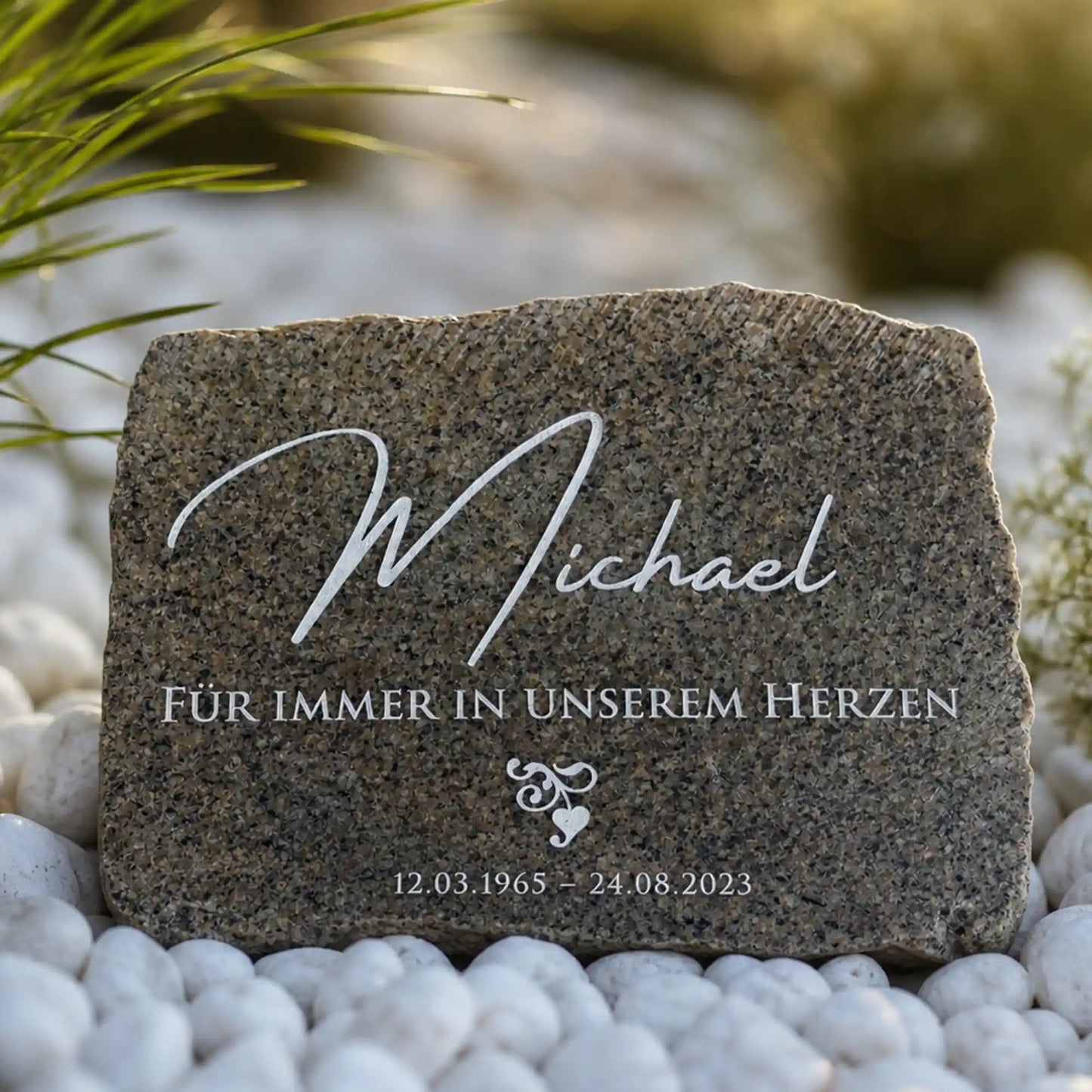 Gedenkstein Granit – Motiv NSB-31 Für immer in unserem Herzen