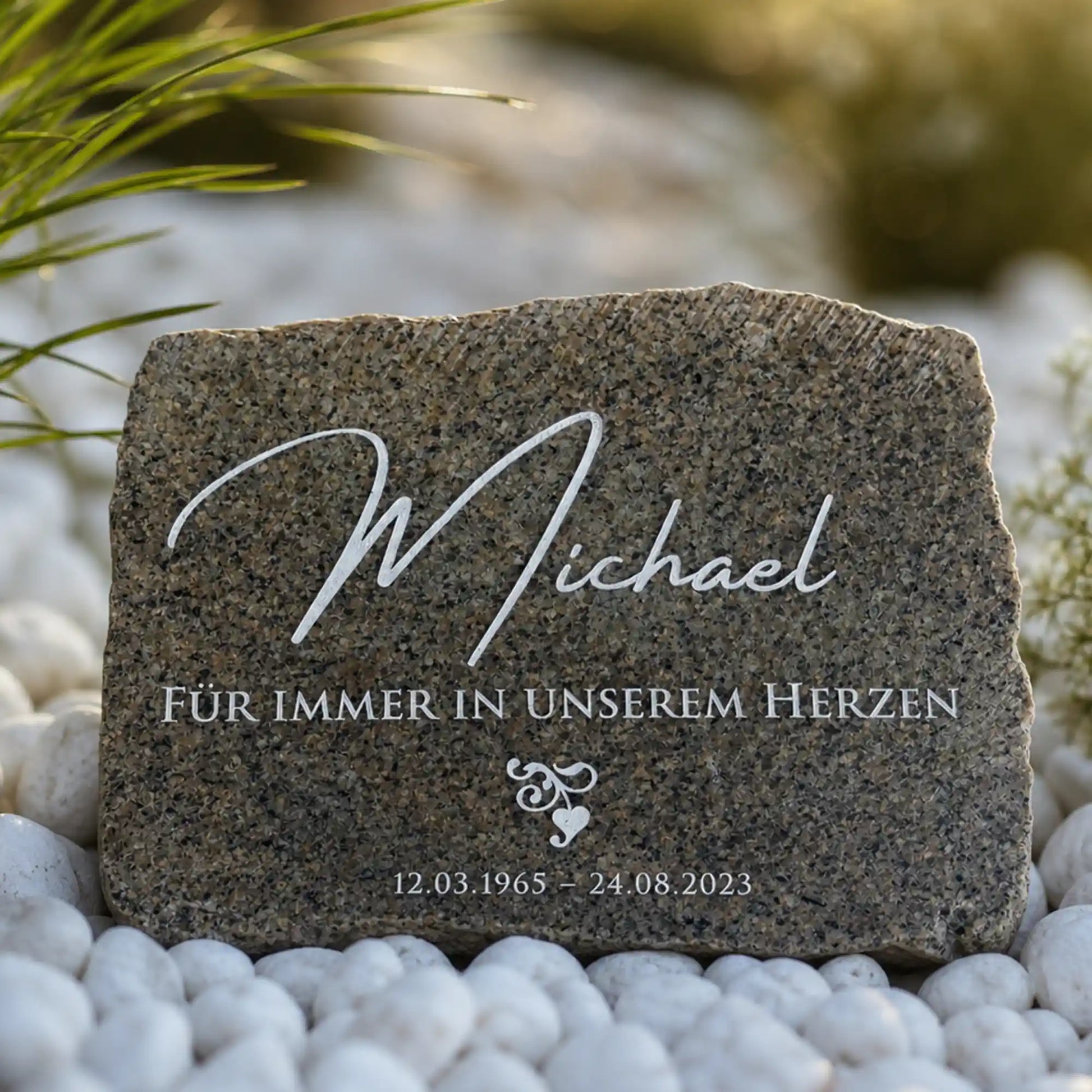 Gedenkstein Granit – Motiv NSB-31 Für immer in unserem Herzen