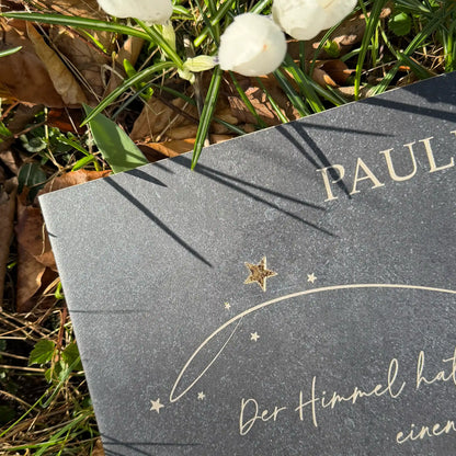 Urnengrabplatte aus Keramik mit Motiv "Der Himmel hat einen Stern mehr"