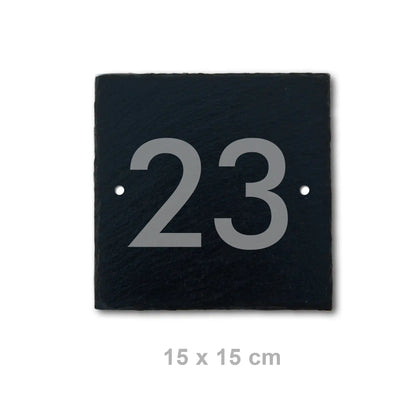 Moderne Hausnummer auf Schieferschild - moderne Ziffern - Jeske Design
