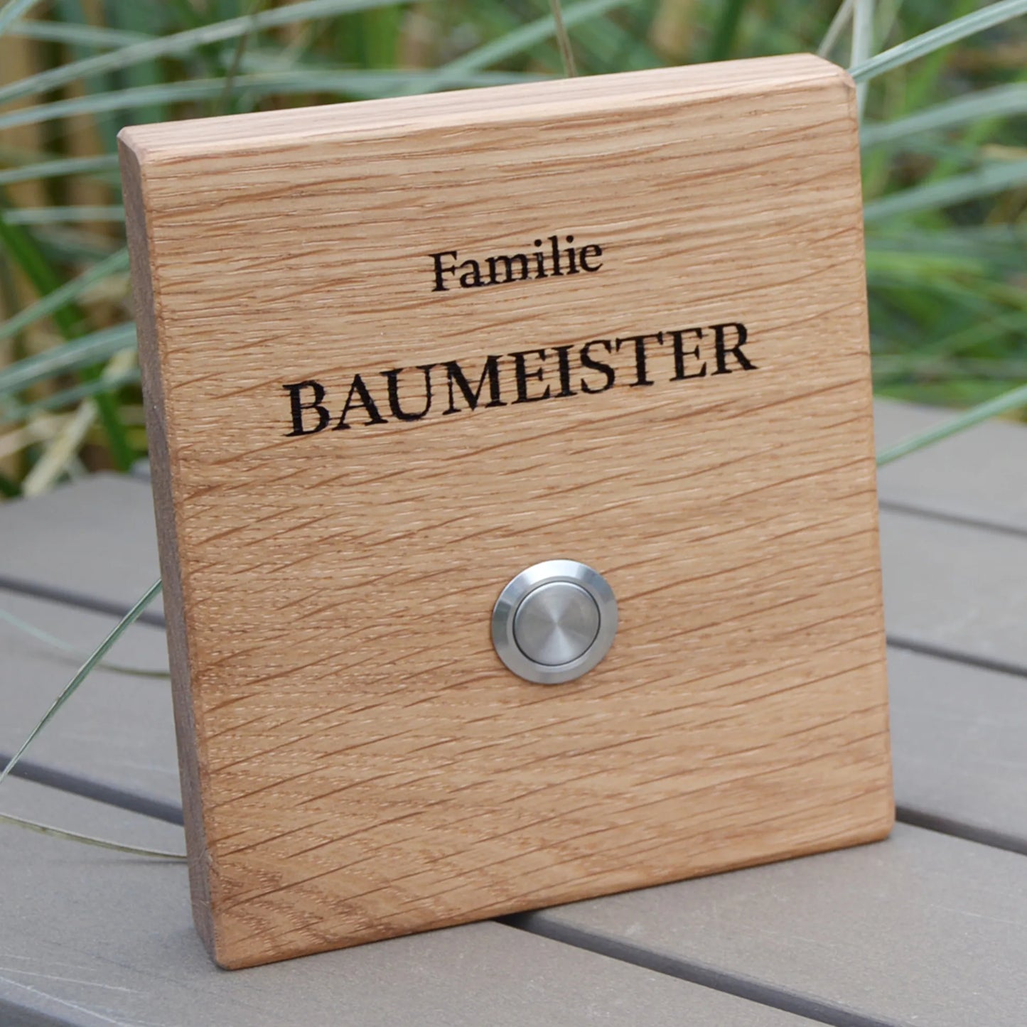 Holz Klingelschild aus Eiche - Motiv BRÜGGEMANN - Jeske Design