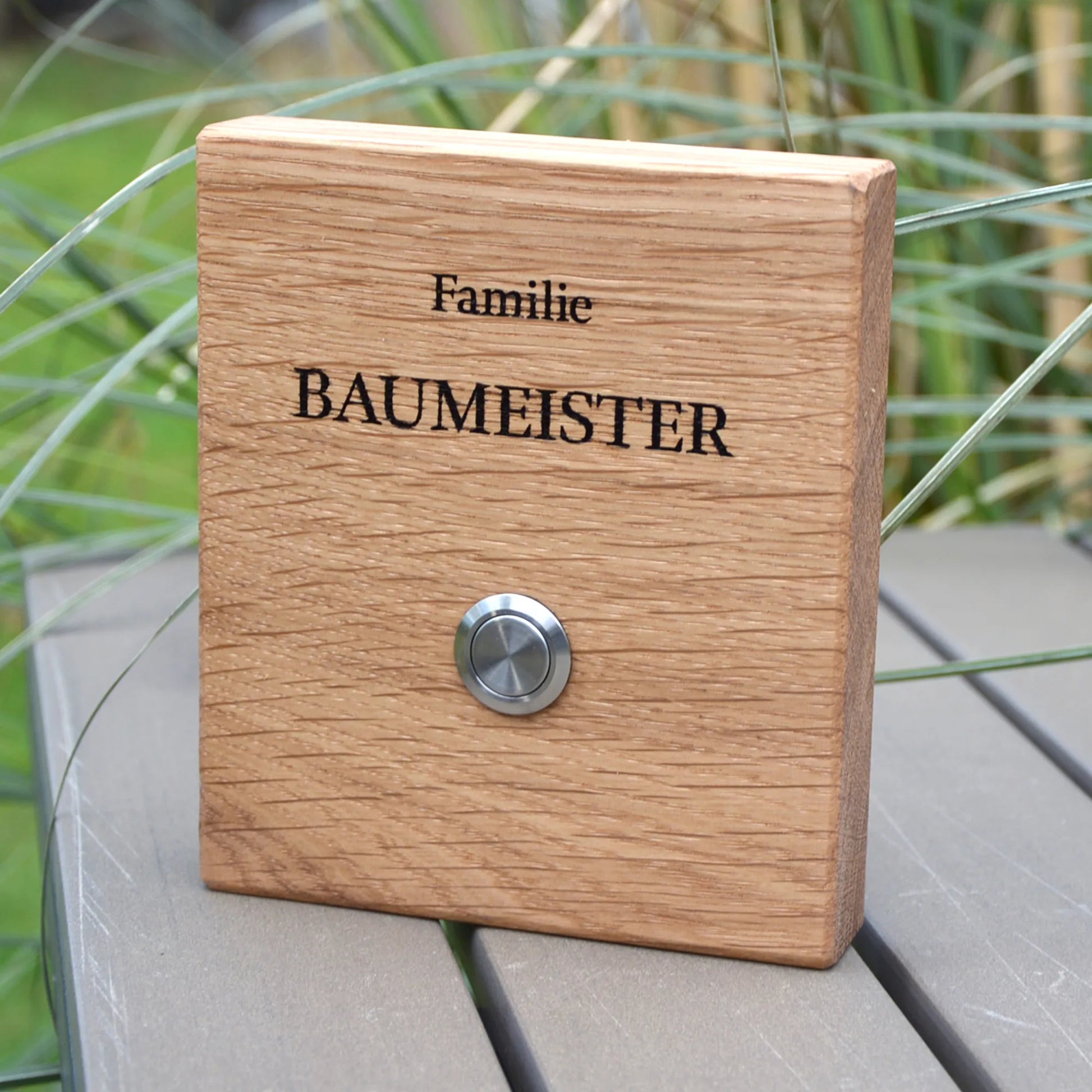 Holz Klingelschild aus Eiche - Motiv BRÜGGEMANN - Jeske Design