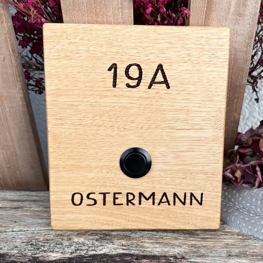 Holz Klingelschild aus Eiche - Motiv FEININGER - Jeske Design