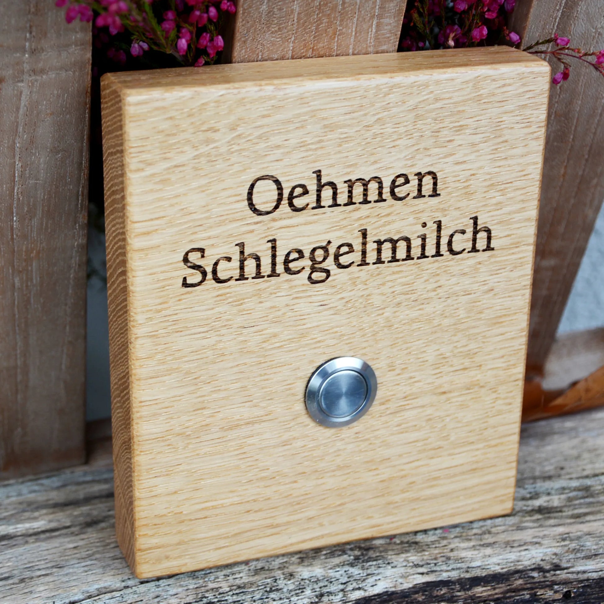 Holz Klingelschild aus EICHE - Motiv RÖTTGERS - Jeske Design