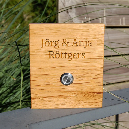 Holz Klingelschild aus EICHE - Motiv RÖTTGERS - Jeske Design