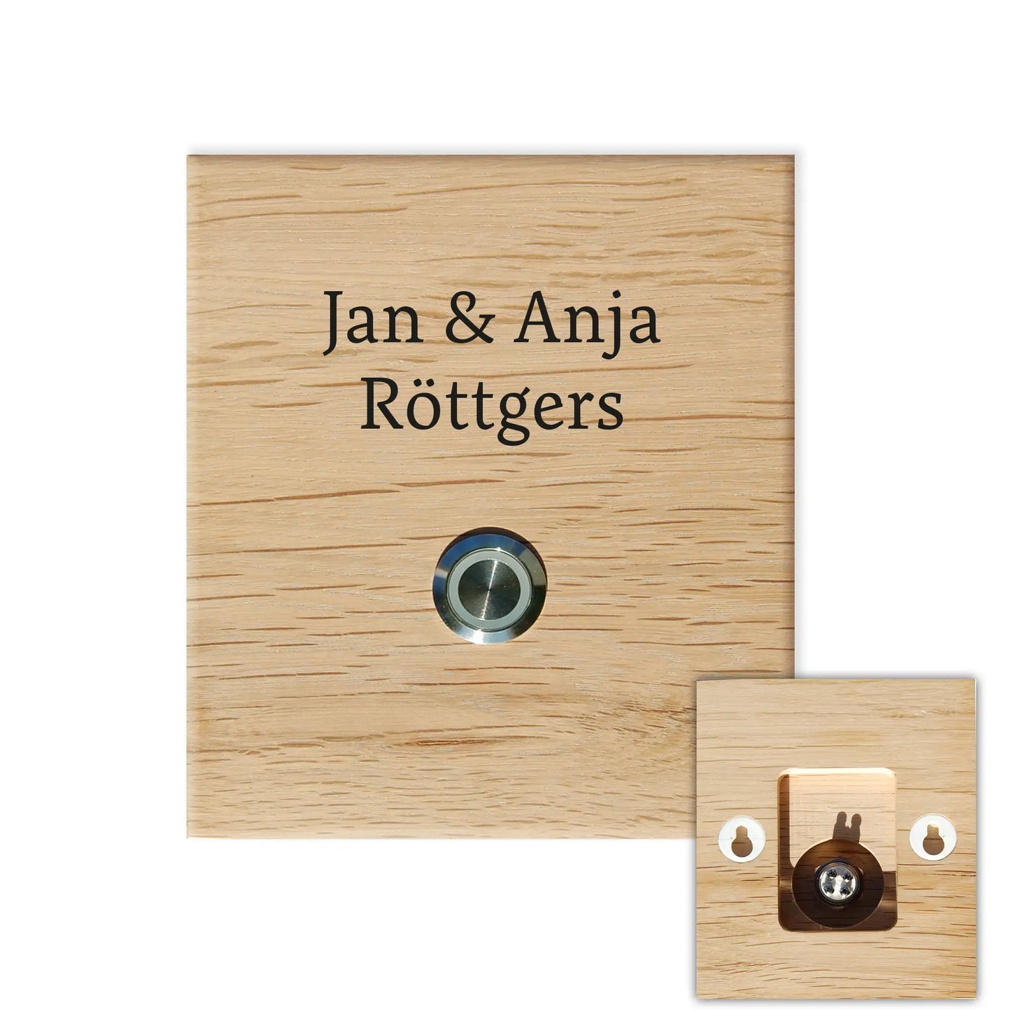 Holz Klingelschild aus EICHE - Motiv RÖTTGERS - Jeske Design