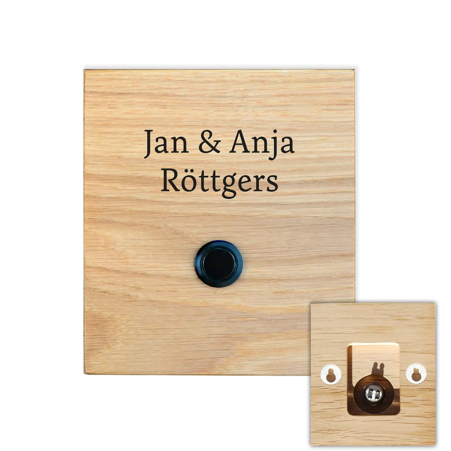 Holz Klingelschild aus EICHE - Motiv RÖTTGERS - Jeske Design