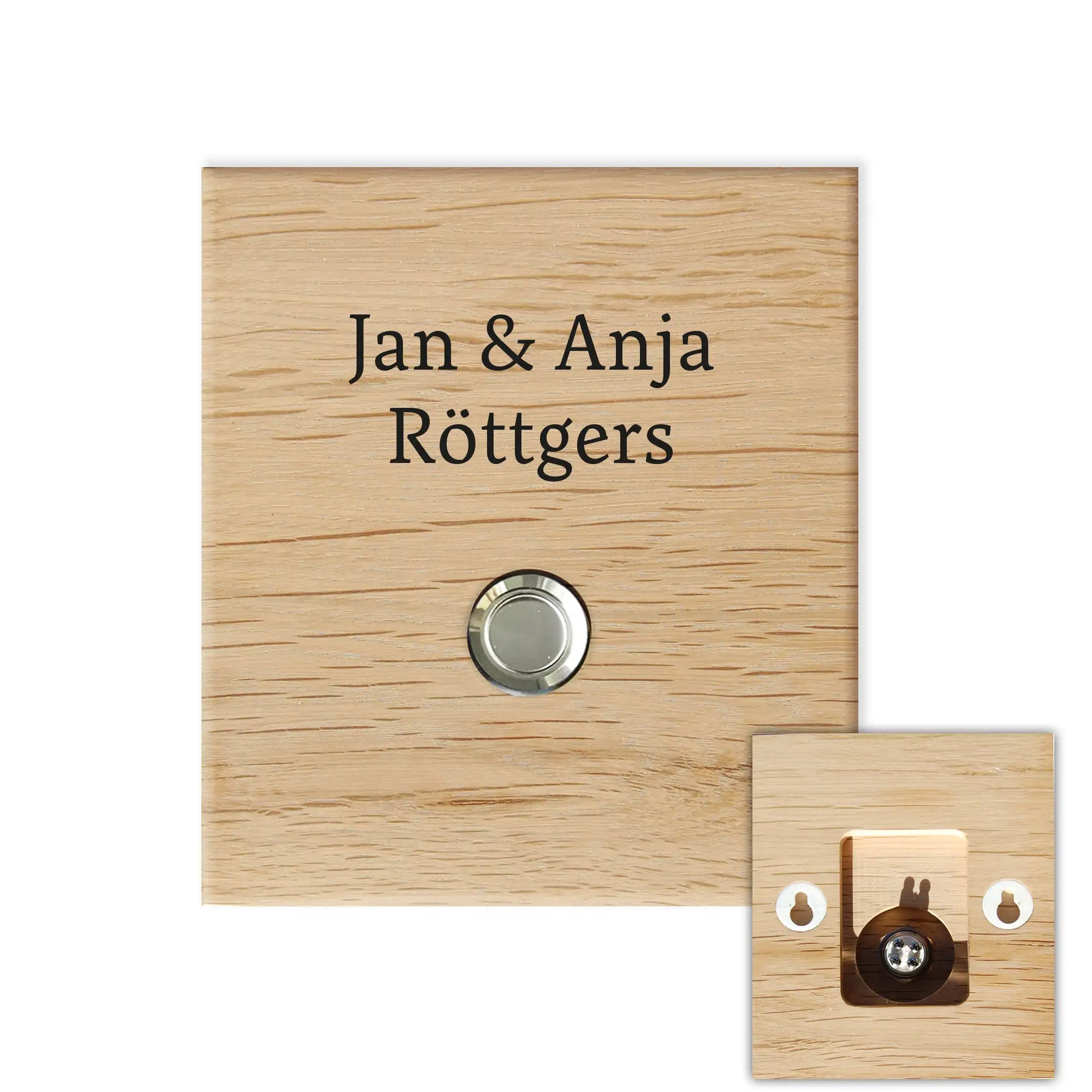 Holz Klingelschild aus EICHE - Motiv RÖTTGERS - Jeske Design