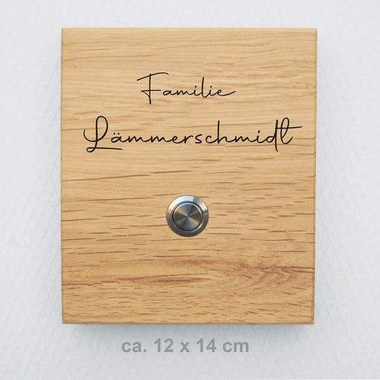 Holz Klingelschild aus EICHE - Motiv LÄMMERSCHMIDT - Jeske Design
