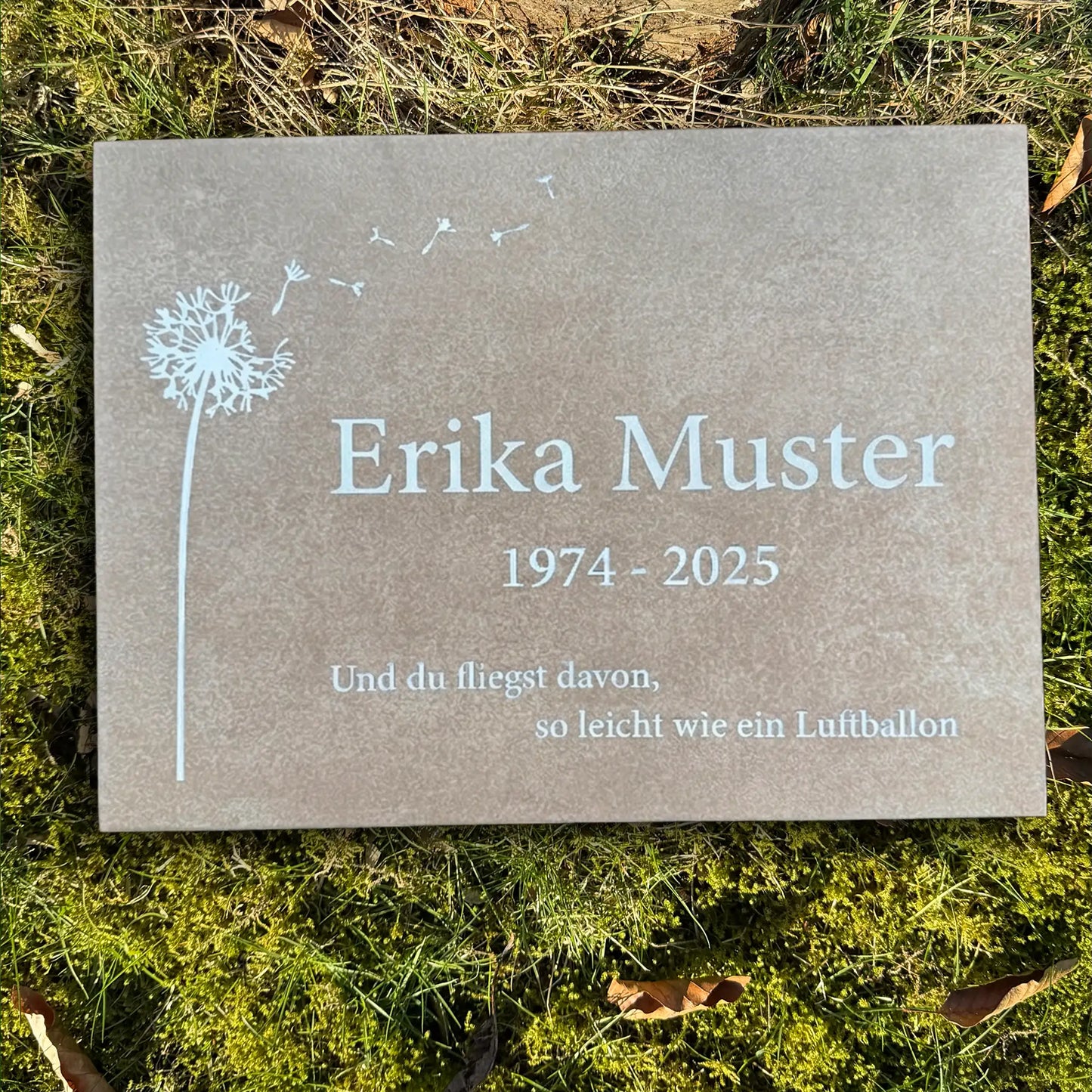Urnengrabplatte aus Keramik – Motiv PUSTEBLUME