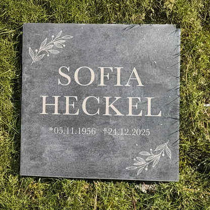 Urnengrabplatte aus Keramik – Motiv "klassische Schrift"