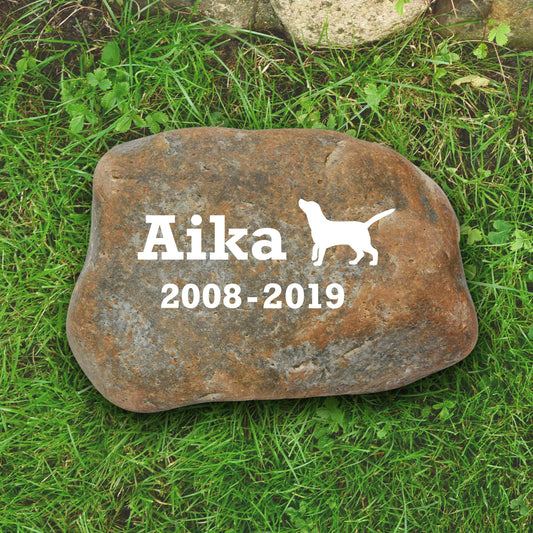 Naturgrabstein für Hund & Katze mit Gravur - Nr. Z-6 - Jeske Design