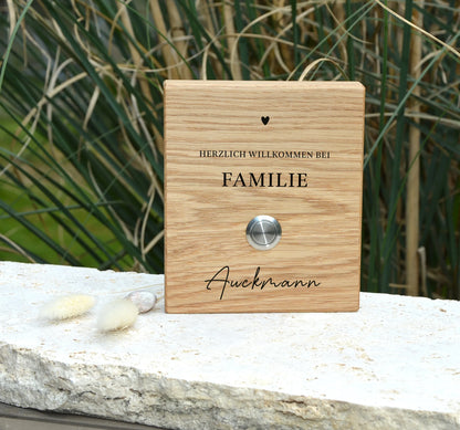 Holz Klingelschild aus Eiche - Motiv GILBERT - Jeske Design