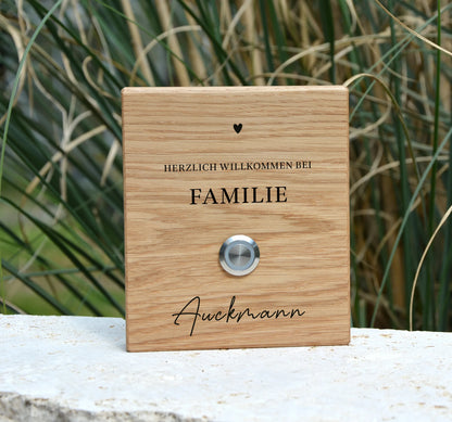 Holz Klingelschild aus Eiche - Motiv GILBERT - Jeske Design