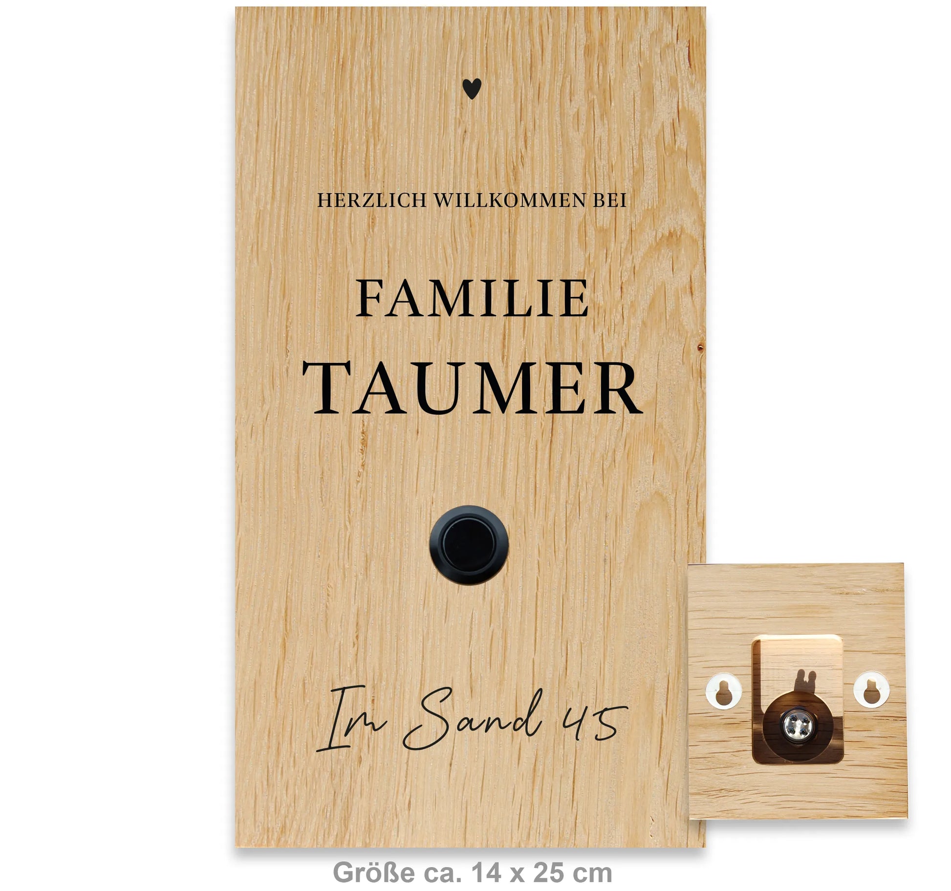 Holz Klingelschild aus Eiche - Motiv GILBERT - Jeske Design