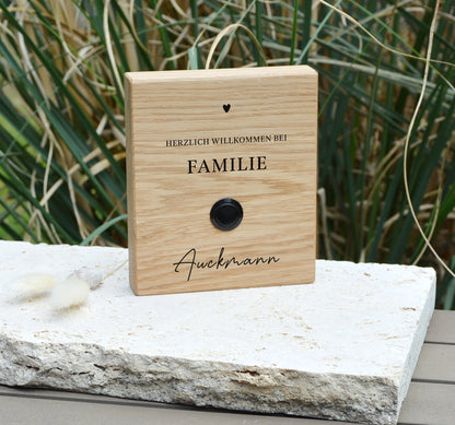 Holz Klingelschild aus Eiche - Motiv GILBERT - Jeske Design