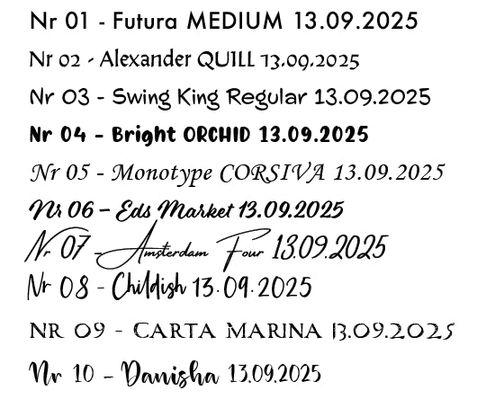 Verschiedene Schriften zur uswahl für die Gravur auf einen Granitstein