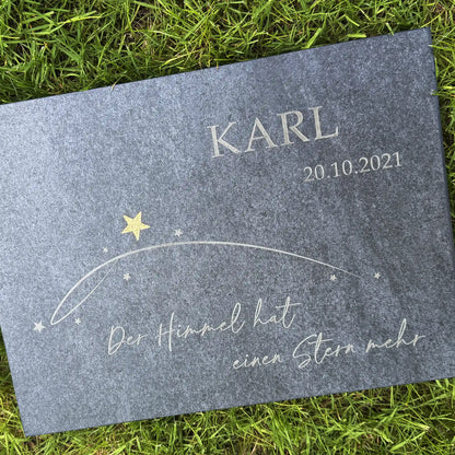 Urnengrabplatte aus Keramik – Sternschnuppe mit goldenem Stern