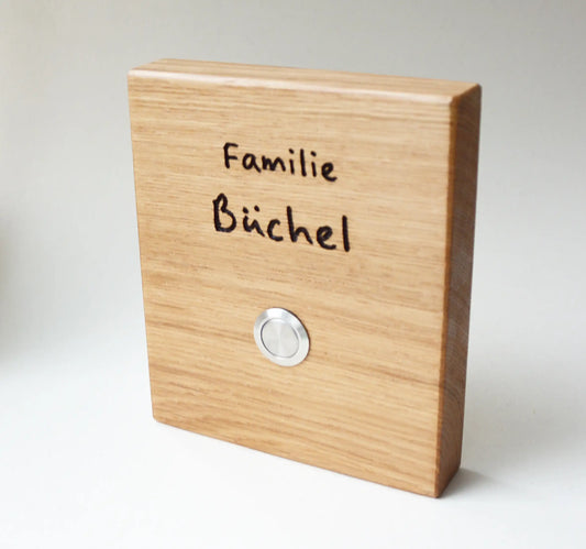 Holz Klingelschild aus Eiche - Motiv LORENZEN - Jeske Design