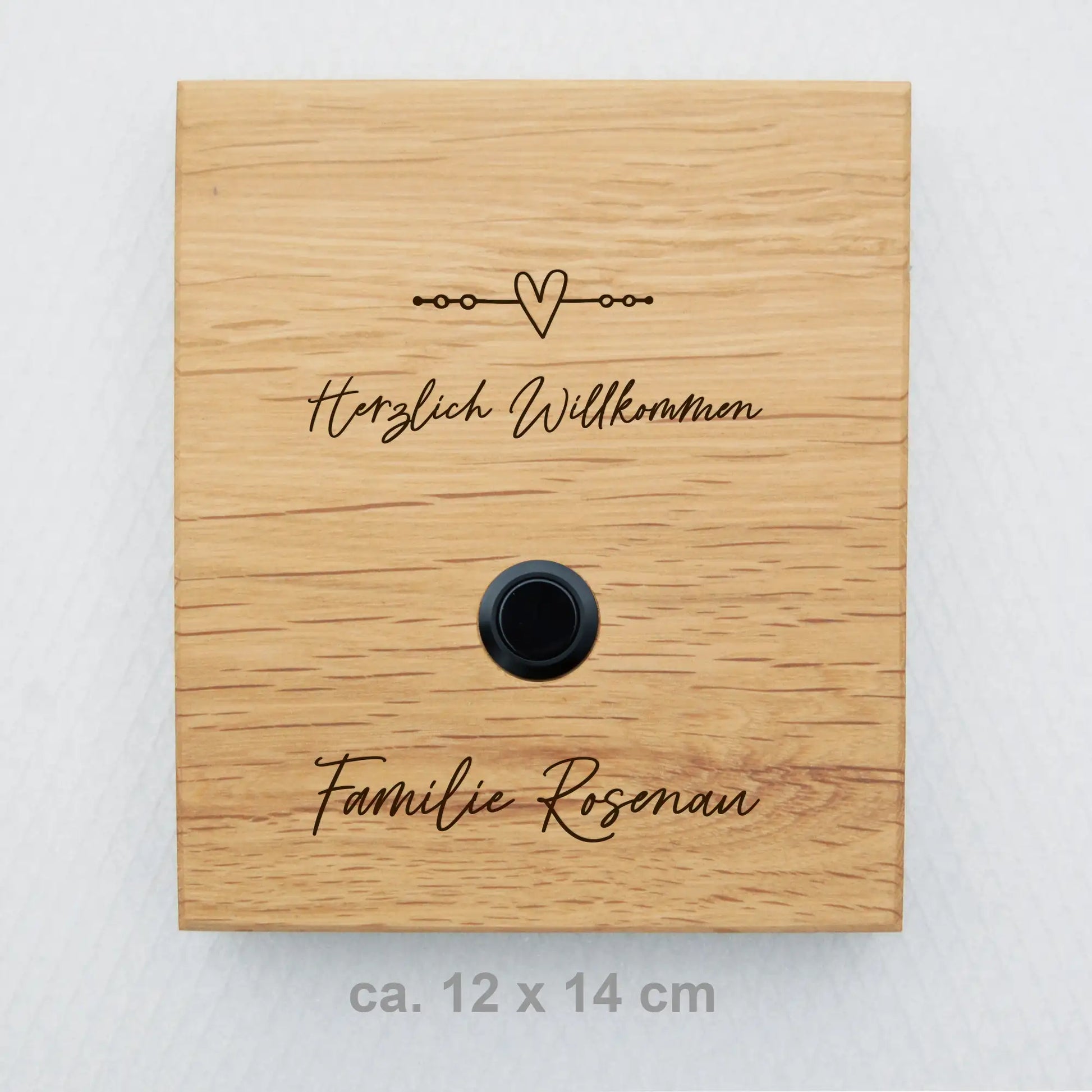 Holz Klingelschild aus Eiche - Motiv ROSENAU - Jeske Design